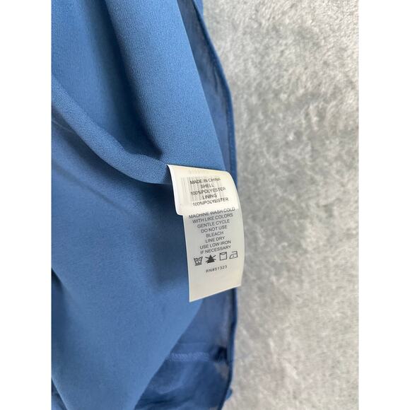 Vince Camuto Blue Ruffle Sheer Sleeve Chiffon V Neck Blouse 2X XXL Plus Size - Picture 14 of 16